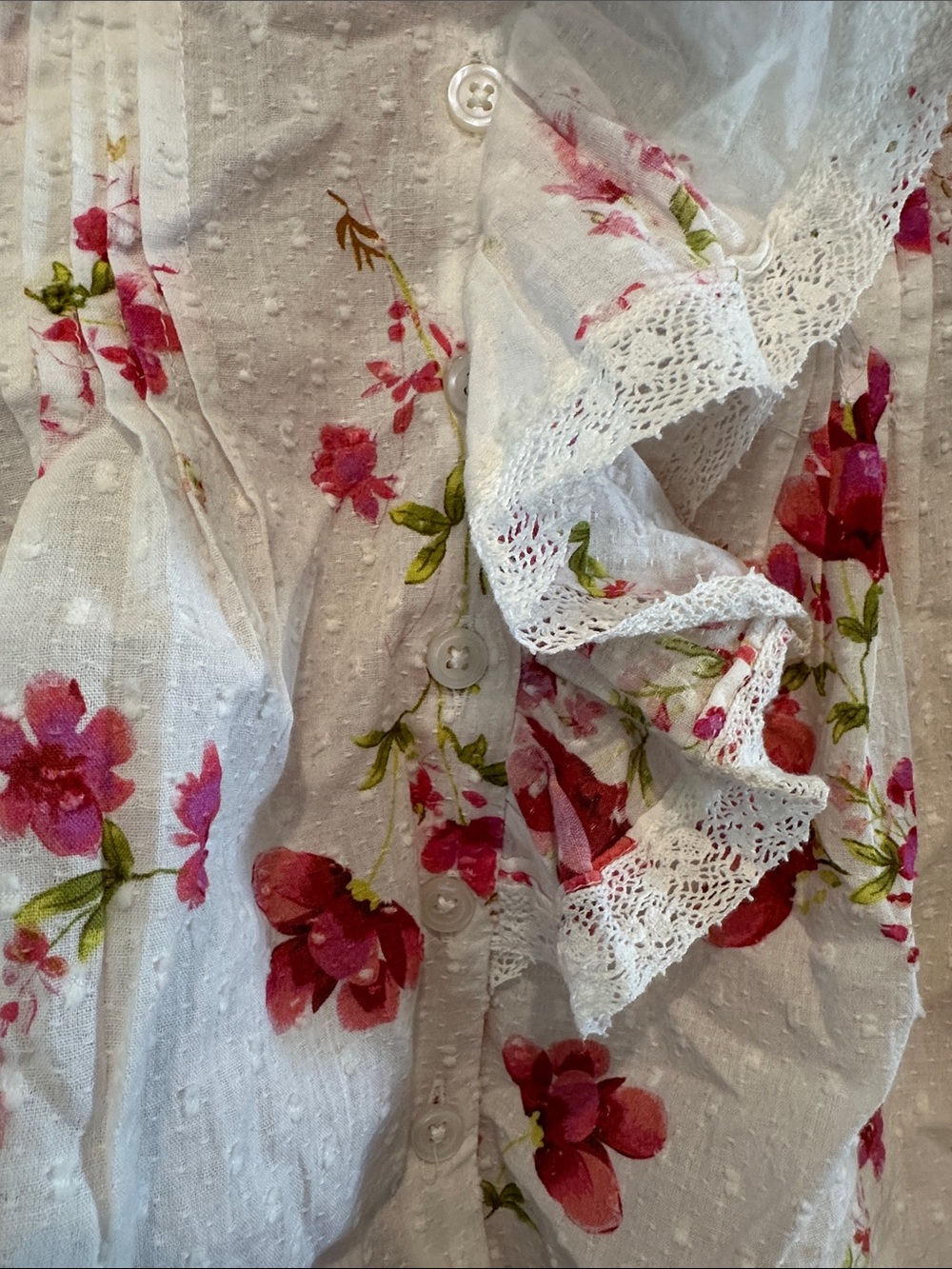 Anthropologie White Floral Ruffle V-Neck Peplum Blouse - Picture 7 of 8